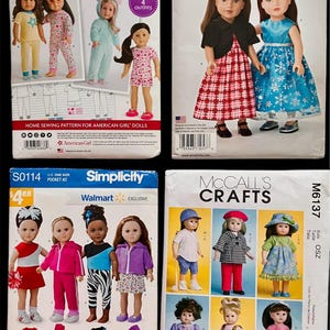 Sewing Home PATTERNS 4 Unused Packs NEVER Cut Outfits for American Girl Dolls & Other Dolls Simplicity and McCalls 2010-2017 FREE Shipping