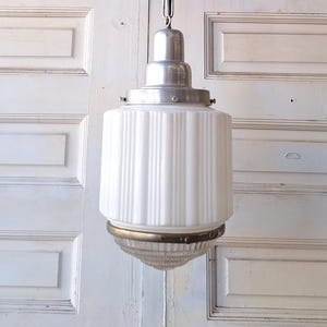 Vintage Art Deco Glass Flush Mount Light: Two-Tone Schoolhouse Style