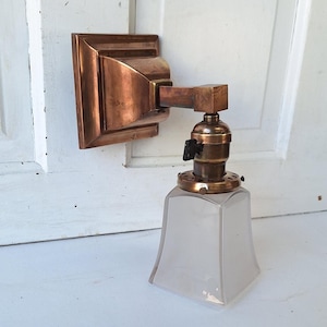 Mission Style Vintage Brass Sconce, Arts and Crafts Square Style Wall Sconce, Antique Wall Mount Light 100508