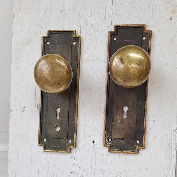 Cast Bronze Art Deco Door Plate Set: Craftsman Hardware