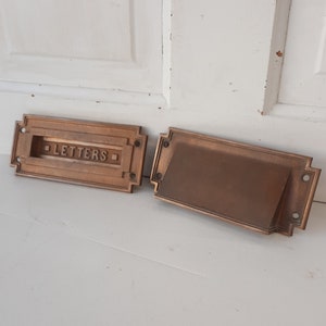 Antique Bronze Letters Iron Door Mail Slot, Complete Set Antique Door Mail Letter Slot, Postal Slot for Door Architecture Salvage 030601 image 1