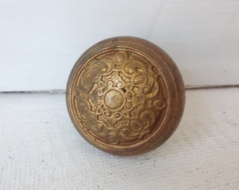 Essex Bronze Knob by Norwalk, Antique 1900s Doorknob, Dome Style Door Knob, Flower Design Architecture Salvage Fancy Doorknob 072716