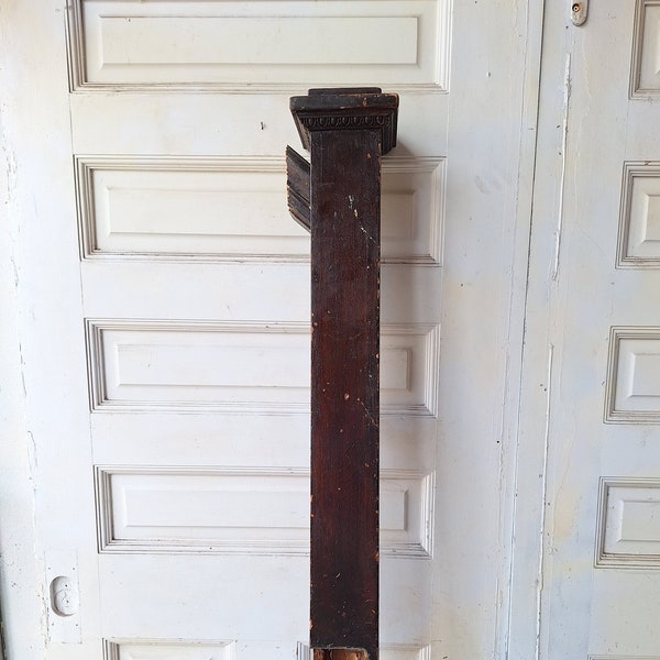 46" Antique Newel Post, Craftsman Design Salvage, Carved Staircase Post, Staircase Railing, Antique Carved Wood Staircase Column 041605