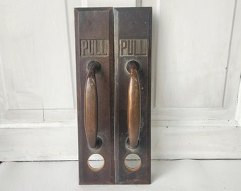 Antique Bronze Push Pull Handles by Sargent, Swinging Door Pulls, Brass Push Plate, Commercial Door Hardware, 102601
