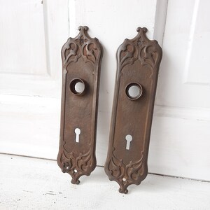 Ornate Iron Door Plates, Cast Iron Escutcheons, Gothic Pattern, Doorknob Plates, Door Knob Plates, Victorian BackPlates, Fancy Back Plates