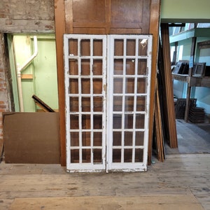 48&quot; Double Glass Door Pair, Antique French Doors, Double Glass Doors White French Door, Antique Glass Door, Salvaged Doors, Interior Doors