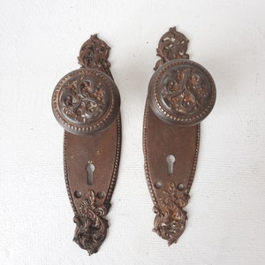 Victorian Hardware, Antique Door Knobs, Old Door Hardware, Harrington Pattern, Brass Doorknobs, Fancy Door Knobs, Antique Door Plates