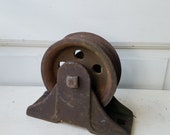 Industrial Pulley, Cast Iron Pulley, Block and Tackle, Industrial Hoist, Hook and Pulley, Hay Trolley, Farmhouse Decor, Old Pulley Wheel