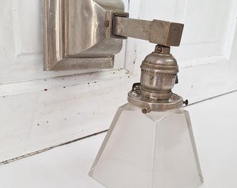 Nickel Plated Mission Sconce, Arts and Crafts Square Wall Light