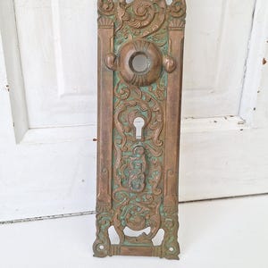 Antique Reading Hardware Bronze Door Large Entry Plate: Colombian Mythical Beast Design