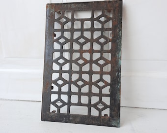 7 x 11 Cast Iron Vent Cover, Cold Air Return, Large Floor Vent, Large Grate Ornate Iron Grate Heat Vent Cover Antique Floor Grate