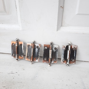 4 Small Antique Cabinet Hinges with Japanned Brass Finish, Antique Cabinet Door Hinge, Casement Window Hinge
