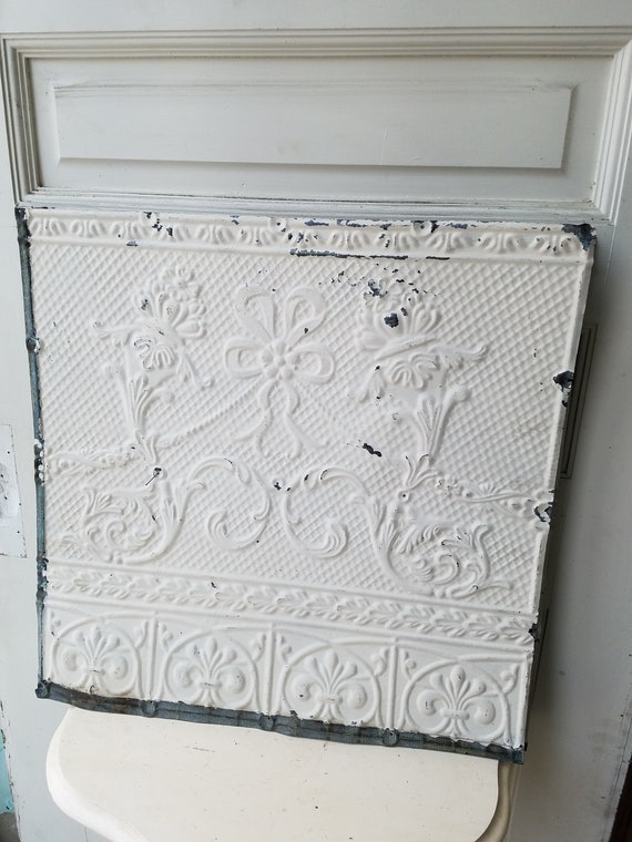 Antique Tin Ceiling Tin Ceiling Tile Vintage Tin Ceiling Tin Ceiling Square White Tin Ceiling Architecture Salvage White Tin Tile