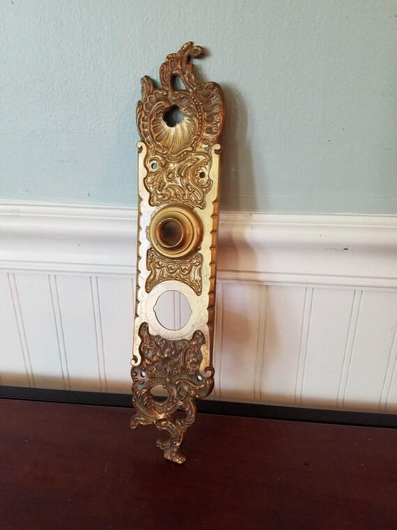 Exterior Backplate Entryway Backplate Ornate Door Plate Fancy Backplate Brass Escutcheon Front Door Plate Large Escutcheon Fancy Brass