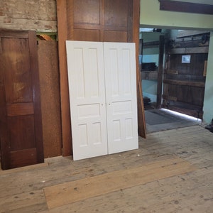 Pair of Antique Doors, 48&quot; Wide Pair of Doors, Antique Double Door Set, Victorian Pine Doors, Four Panel Door, Architecture Salvage #1