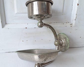 Vintage Chrome Soap and Cup Holder, Antique Soap Dish Wall Rack
