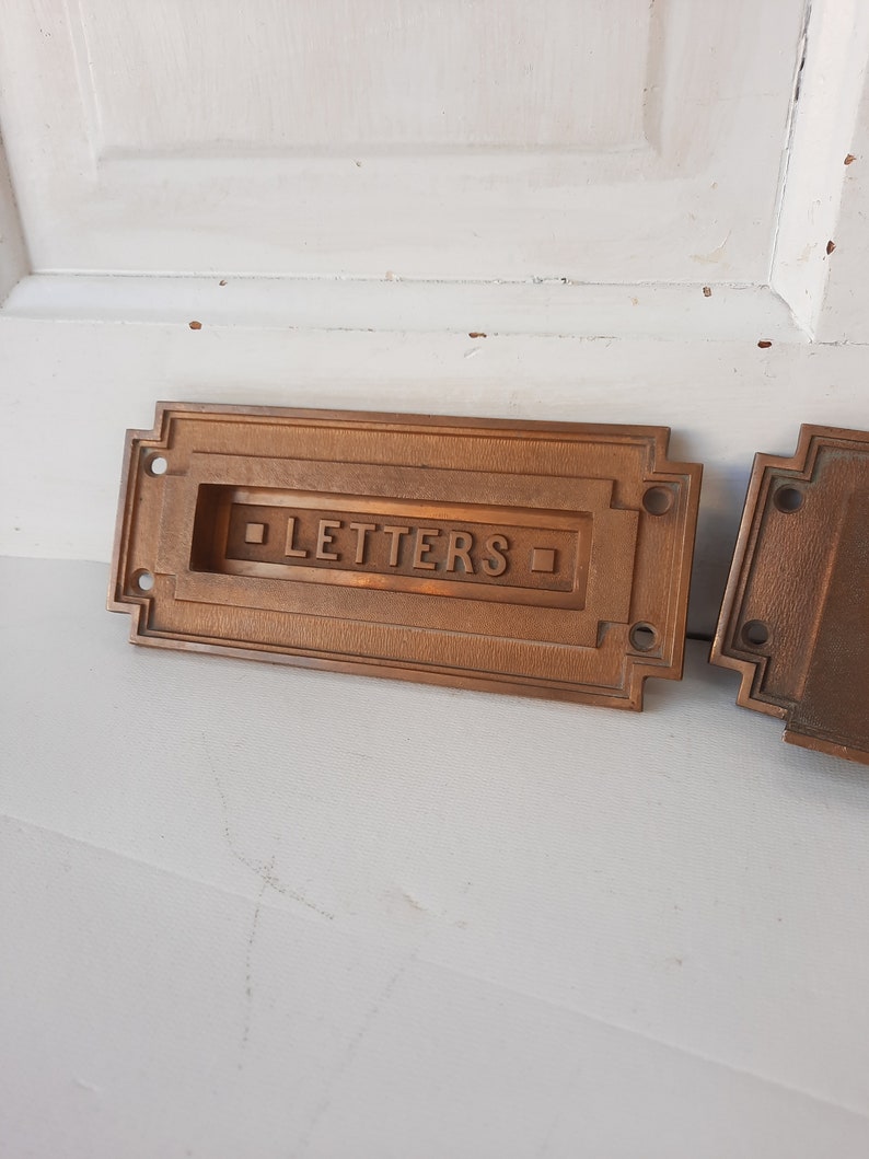 Antique Bronze Letters Iron Door Mail Slot, Complete Set Antique Door Mail Letter Slot, Postal Slot for Door Architecture Salvage 030601 Bild 3