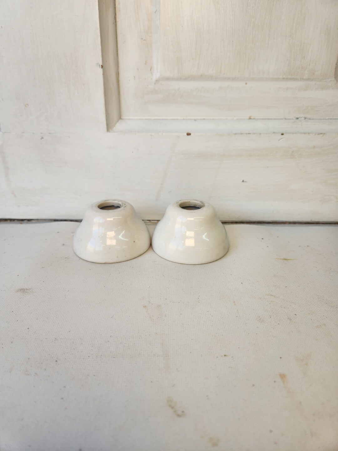 Vintage Porcelain Sink or Shower Faucet Escutcheons White Etsy