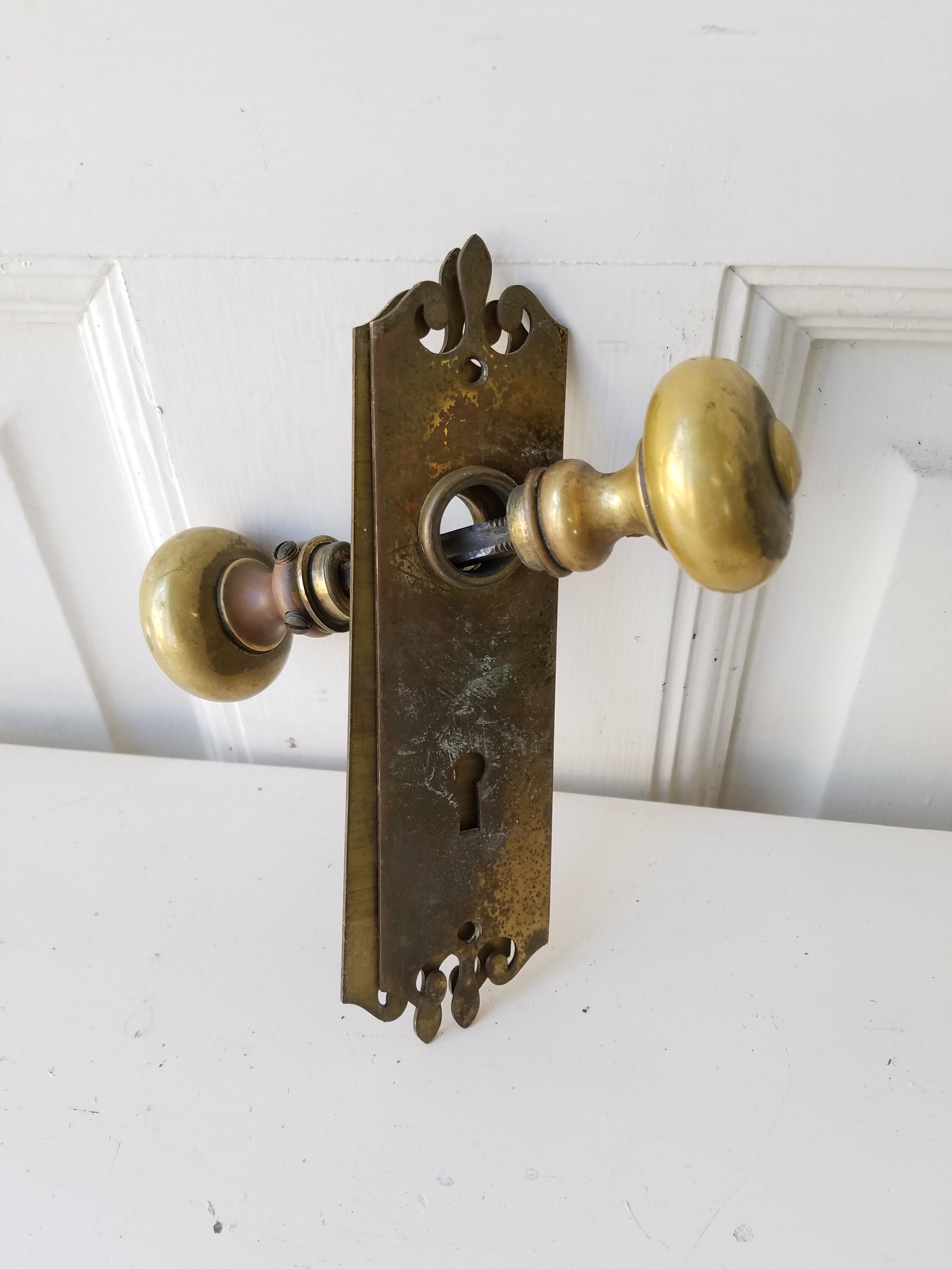 Brass Door Hardware Art Deco Knobs Mid Century Knobs Door Etsy