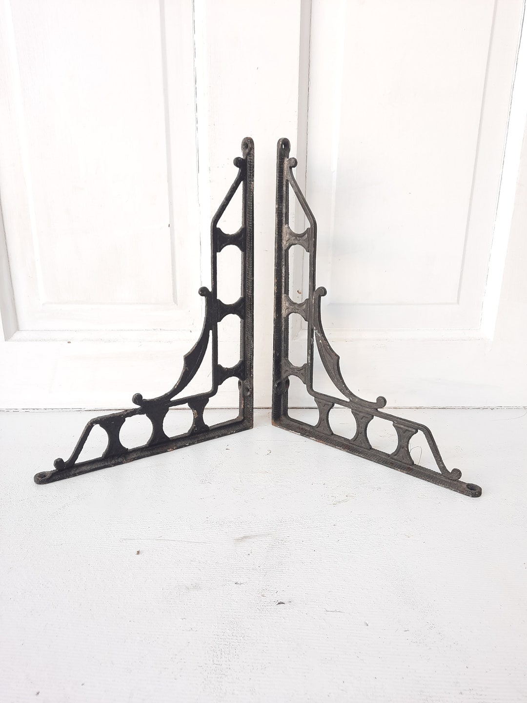 Victorian Era Antique Shelf Brackets Pair of Steel Brackets Etsy