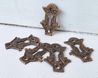 Antique Key Hole, Brass Key Hole, Key Hole Cover, Key Escutcheon, Fancy Key Hole Skeleton Keyhole, Architecture Salvage 041504