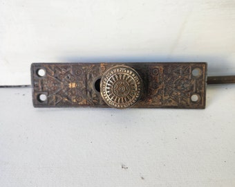 Victorian Era French Door Slide Bolt, Eastlake Hardware Double Door Sliding Lock, Windsor Pattern Mortised Bolt Floor Lock 022904