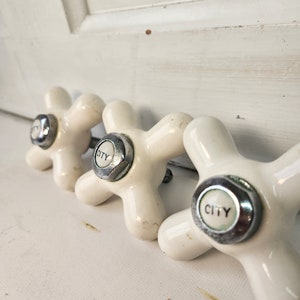 Antique City Water Faucet Knob, Vintage Porcelain City Sink Handle ...