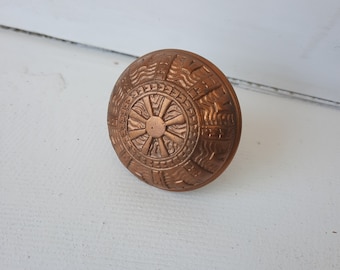 Mallory Wheeler Bronze Eastlake Flower Doorknob from Victorian Era, Vintage Brass Doorknob, Geometric Design 083109