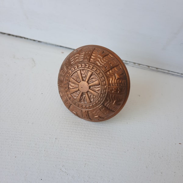 Mallory Wheeler Bronze Eastlake Flower Doorknob from Victorian Era, Vintage Brass Doorknob, Geometric Design 083109