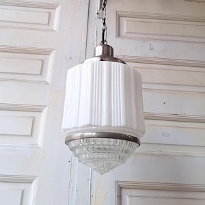 Antique Art Deco Glass Flush Mount Light: Schoolhouse Style