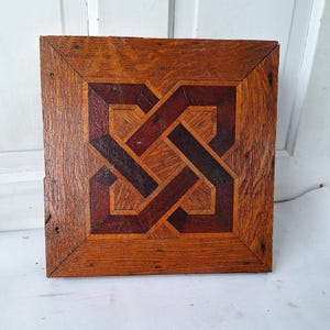 Inlaid Floor Section, Victorian Flooring, Wood Wall Art, Wood Mosaic, Reclaimed Floor, Architecture Salvage, Antique Salvage 111606