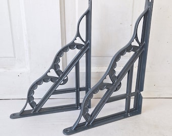 8 x 12 Victorian Eastlake Shelf Brackets, Antique Iron Shelf Supports
