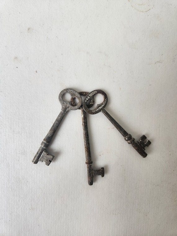 3 Antique Skeleton Door Key, Vintage Skeleton Keys, Fancy Old Keys, Antique  Door Locks, Old Skeleton Keys 102609 