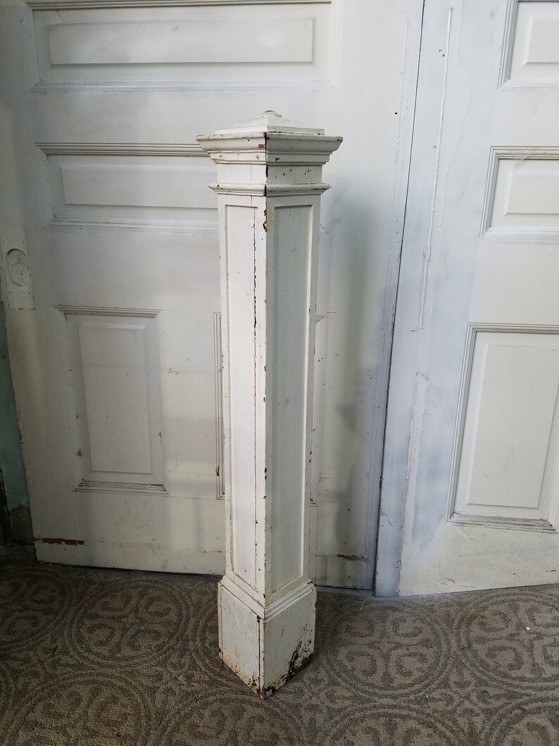 Chippy White Newel Antique Newel Post Old Staircase Post Etsy