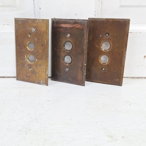 One Vintage Stamped Brass Push Button Switch Plate Cover, Brass Single Push Button Light Switch Cover Plate 040201