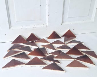 28 Antique Red Fireplace Tiles, Victorian Hearth Border Accent Tiles