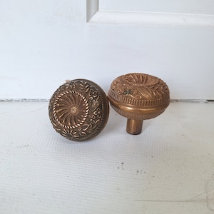 Two Eastlake or Vernacular Design Door Knobs, Antique Solid or Cast Bronze Doorknobs, Victorian Hardware Victorian 071302