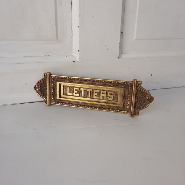 Ornate Bronze Letter Slot, Fancy Antique Mail Slot, Post Slot, Mail Door, Eastlake Style, Victorian Era, Architectural Salvage 030604