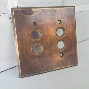 Double Push Button Switch Plate, Vintage Brass Light Switchplate