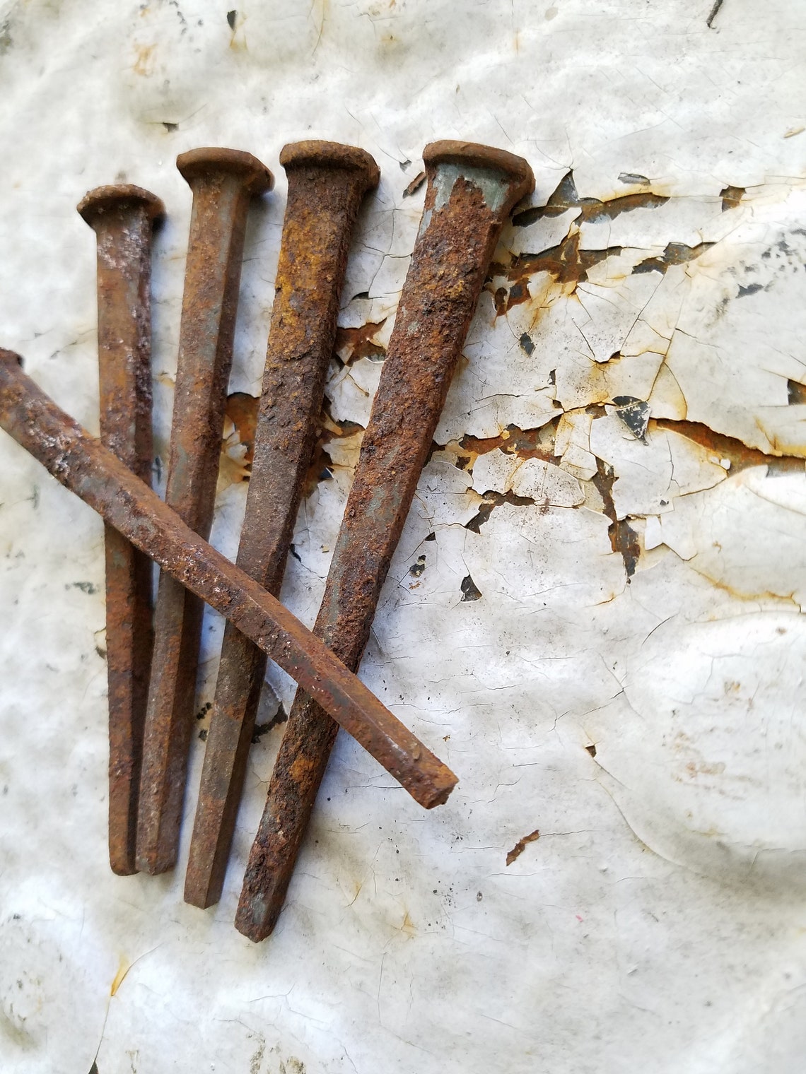 5 Vintage Square Nails Small Iron Spikes Rustic Antique Etsy