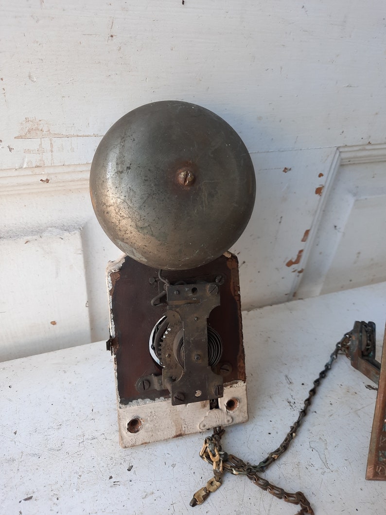 Antique Doorbell, Mechanical Doorbell, Vintage Door Bell, Pull Doorbell, Victorian Doorbell, Servants Bell, Pull Chain Bell, Brass Doorbell image 5