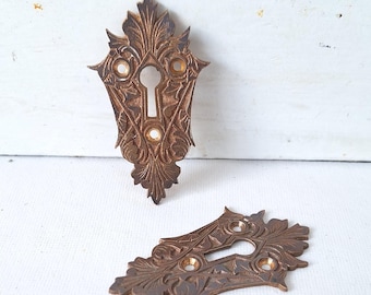 Fancy Design Large Antique Key Holes, Pair of Brass Key Hole Cover