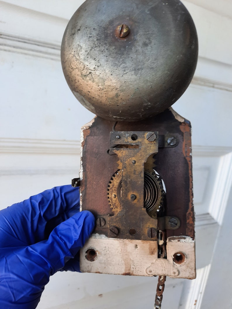 Antique Doorbell, Mechanical Doorbell, Vintage Door Bell, Pull Doorbell, Victorian Doorbell, Servants Bell, Pull Chain Bell, Brass Doorbell image 8