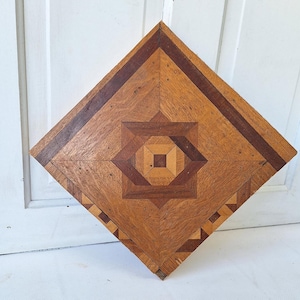Antique Inlaid Floor Section, Victorian Flooring, Wood Wall Art, Wood Mosaic, Reclaimed Floor, Antique Architecture Salvage 040709
