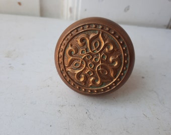 Ornate Victorian Era Antique Door Knob, Antique Bronze Knob, Victorian Salvaged Hardware, Fancy Doorknob, Ornate Knob