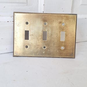 Vintage Brass Triple Light Switch Plate, Wall Switchplate