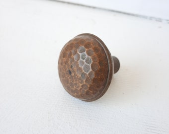 Small Solid Bronze Doorknob with Hammered Texture, Small Size Antique Door Knob Victorian Era, 083114