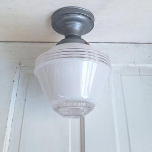 Vintage Flush Mount Antique White Glass Globe Light, Vintage Milk Glass Globe Light Fixture, Vintage Large Glass Globe Ceiling Light 072402