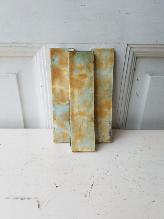 1 Brown And Blue Tile Old Fireplace Tile Reclaimed Tile Etsy