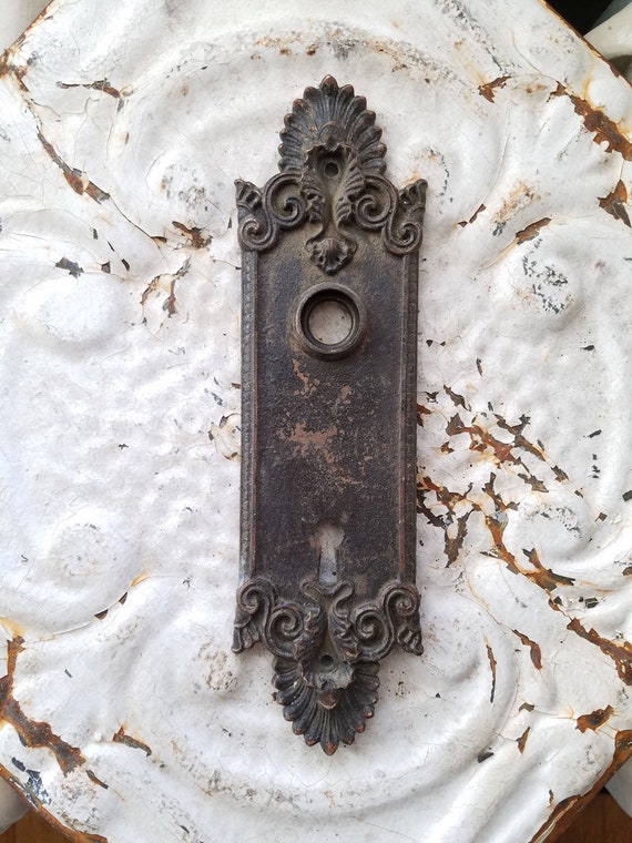 Ornate Backplate Door Knob Plate Doorknob Plate Cast Bronze Etsy